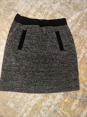 LOFT Black & Gray Tweed Mini Skirt